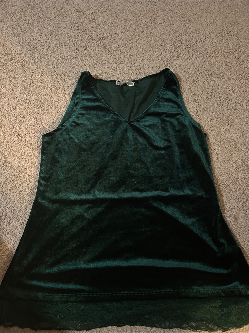 Velvet V-Neck Camisole in Deep Green